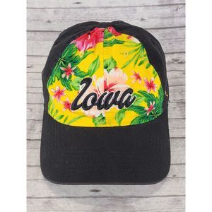 Top of the World Black and Yellow Floral Iowa Hat